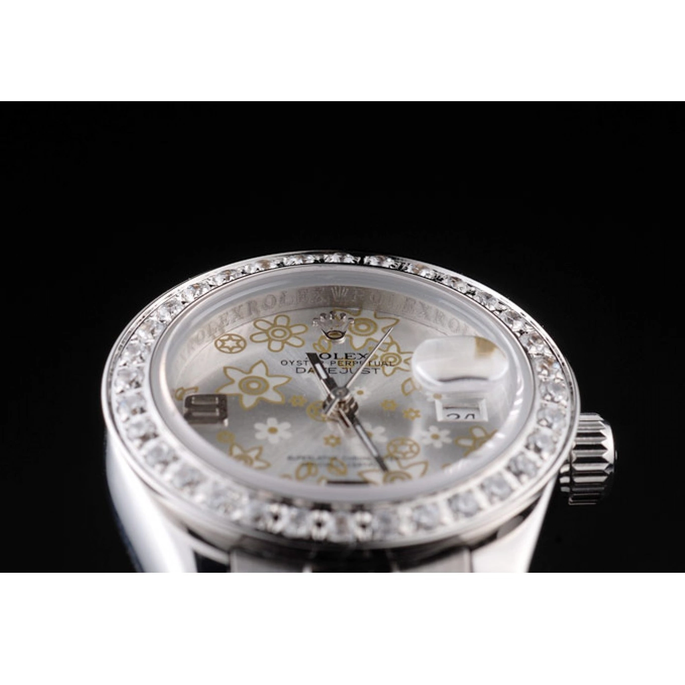 Rolex aaa copy Polished Silver Diamond Dial Steel Rolex 98082 Datejust Plated Stainless Flowers 0801
